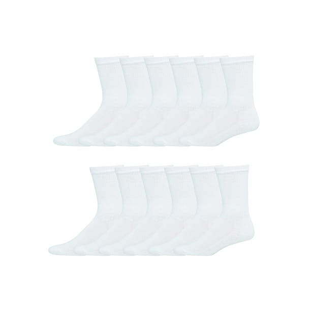 Hanes Premium Men's Crew Socks  Black Socks Size:6-12 All Day Comfort 6 Ct